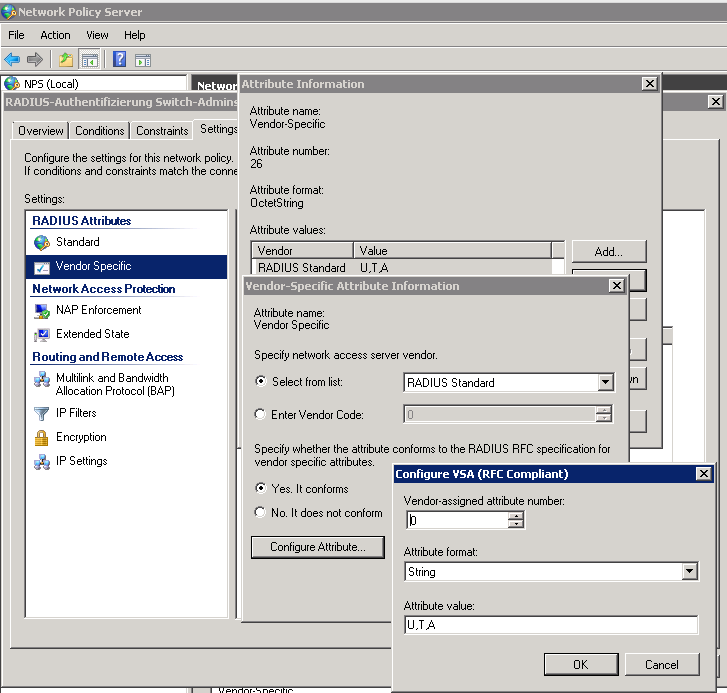 MS NPS RADIUS configuration for ATEN serial console server